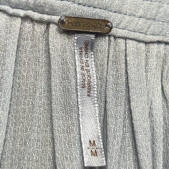 Free People Womens Catch Me If You Can Peasant Blouse Light Blue Sz M - Picture 5 of 12